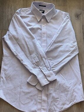 Lands' End Men's Light Purple Checkered Shirt